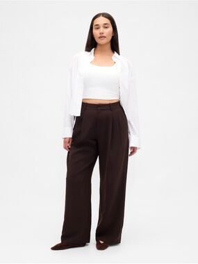 GAP Wide-Leg High-Rise Trousers in Dark Brown
